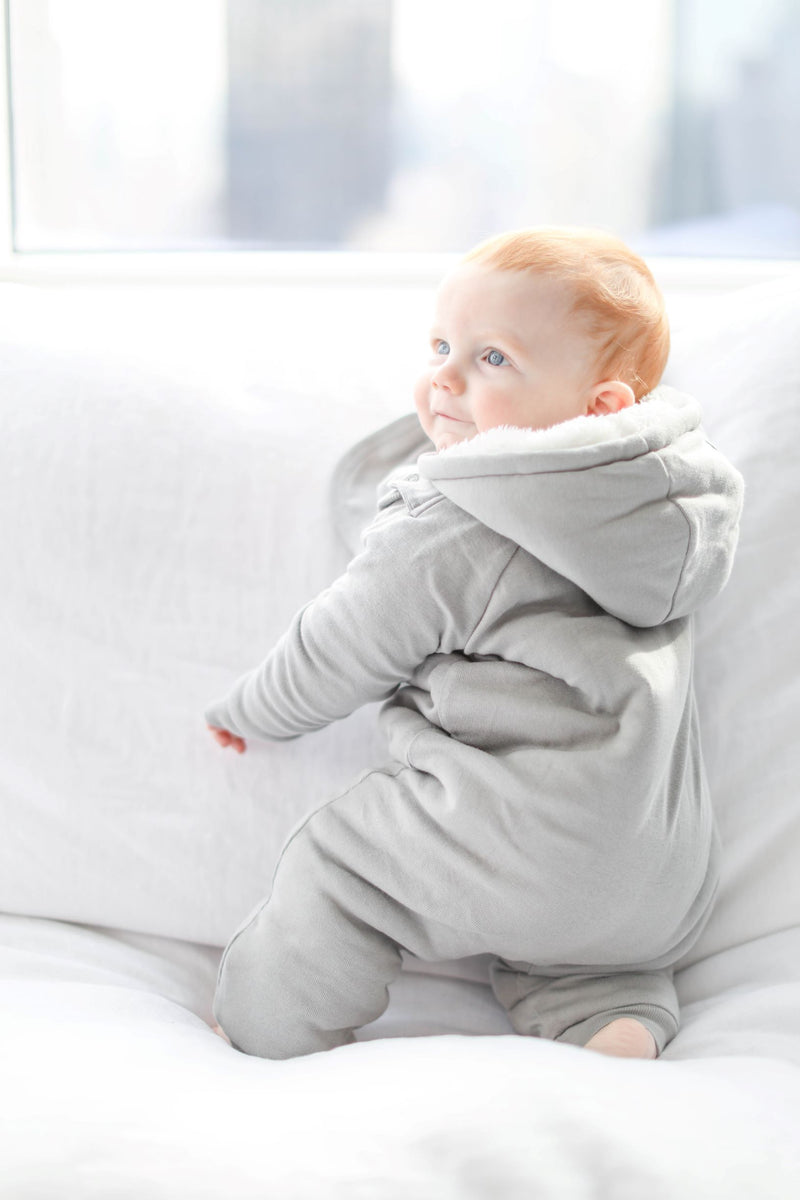 Smart Cuddly Jumpsuit + Bib - Gray